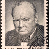Churchill headshot on stamp